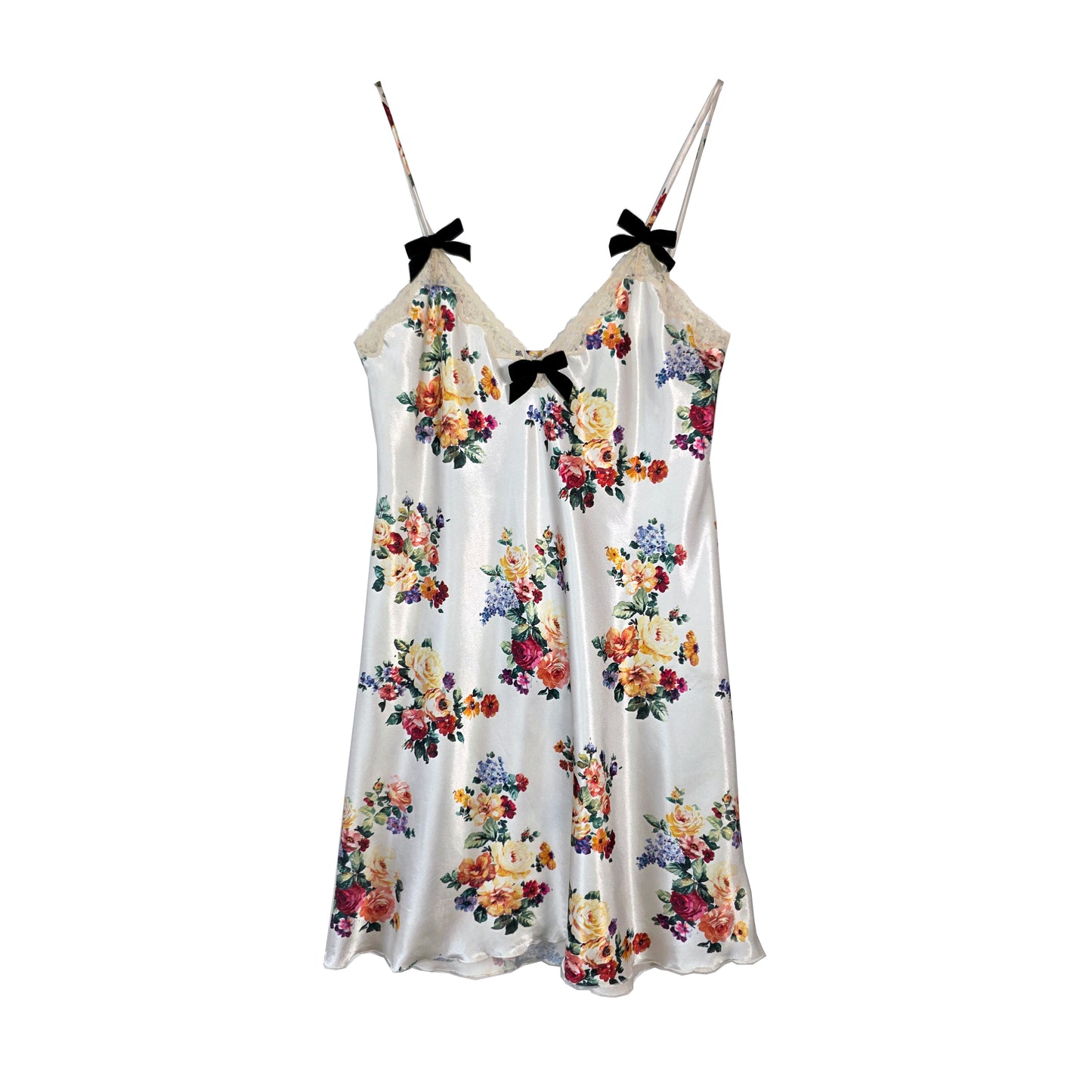 Rose Slip Dress with Mini Black Velvet Bow by Odd Janko