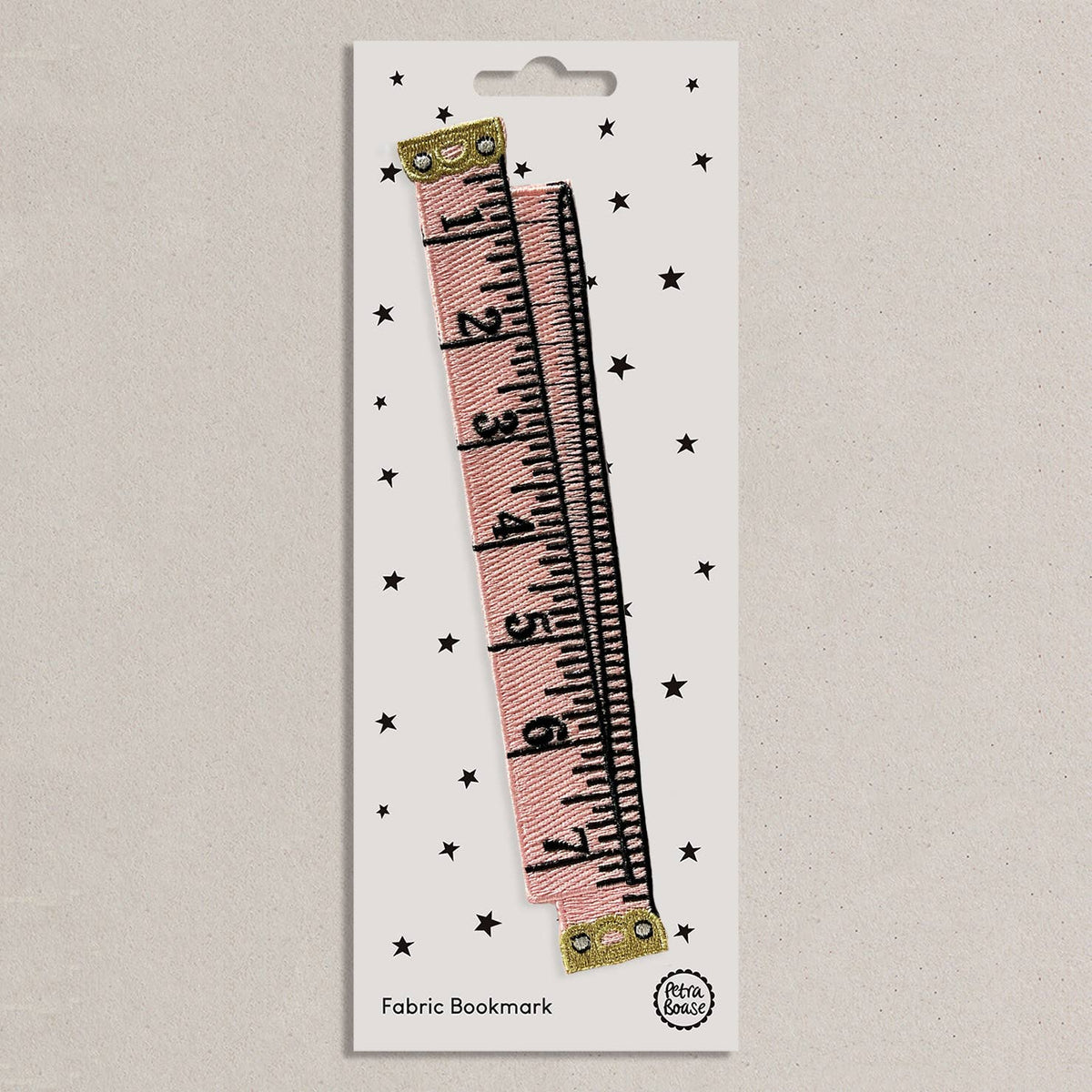 Embroidered Fabric Bookmark - Pink Retro Tape Measure