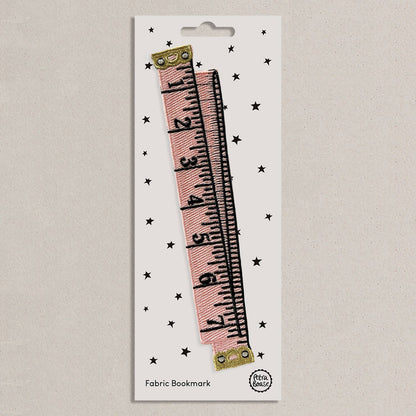 Embroidered Fabric Bookmark - Pink Retro Tape Measure