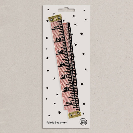 Embroidered Fabric Bookmark - Pink Retro Tape Measure