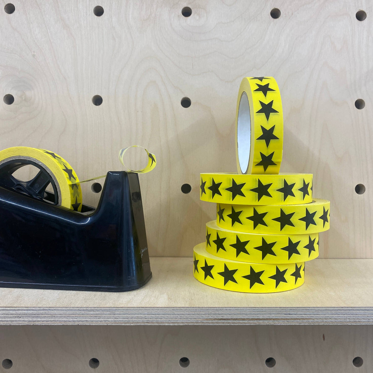 Paper Adhesive Tape with Yellow & Black Star Print By Petra Boase