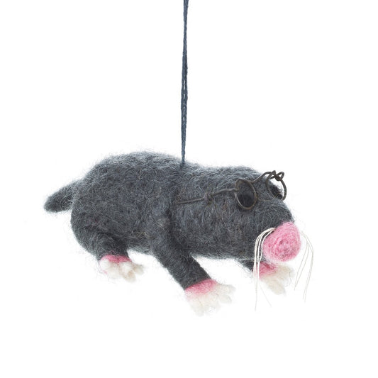 Handmade Felt Hanging Biodegradable Mole with Specs Decor by Felt So Good