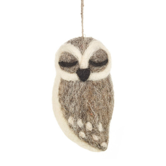 Grey Owl Biodegradable Handmade Hanging Needle Felt Decor by Felt So Good