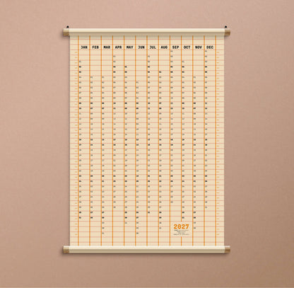 Yearly Wall Planner 2027  By Mat Cuk Design