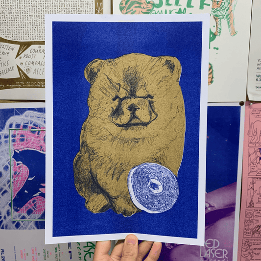 Cute Doggy Puppy Dog Chow Chow Maru A4 Risograph Print by 2B or not 2B (Copy)