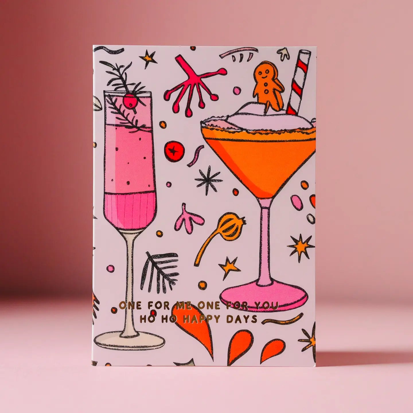 One For Me One For You Xmas Cocktail Card by Freya Niamh Design