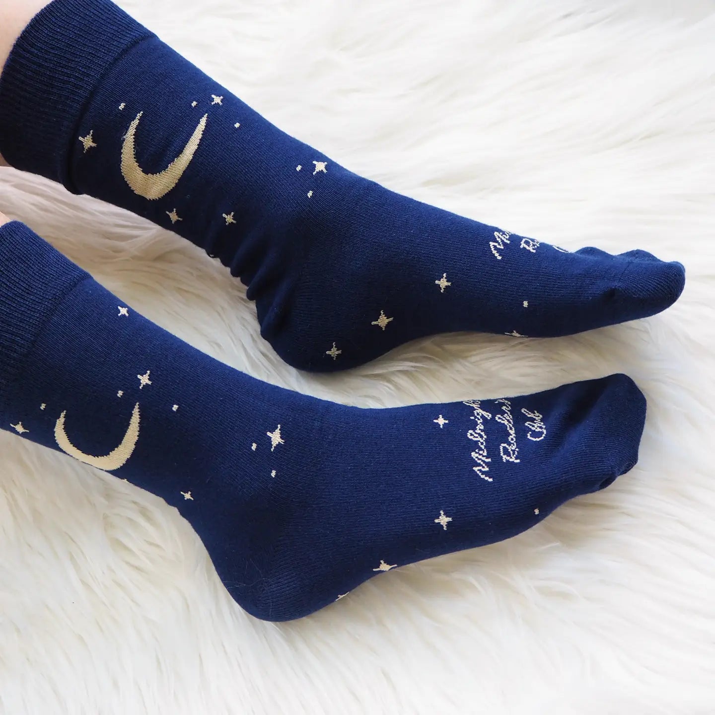 Book Lover Blue Cotton Socks Moon Star by Literary Emporium