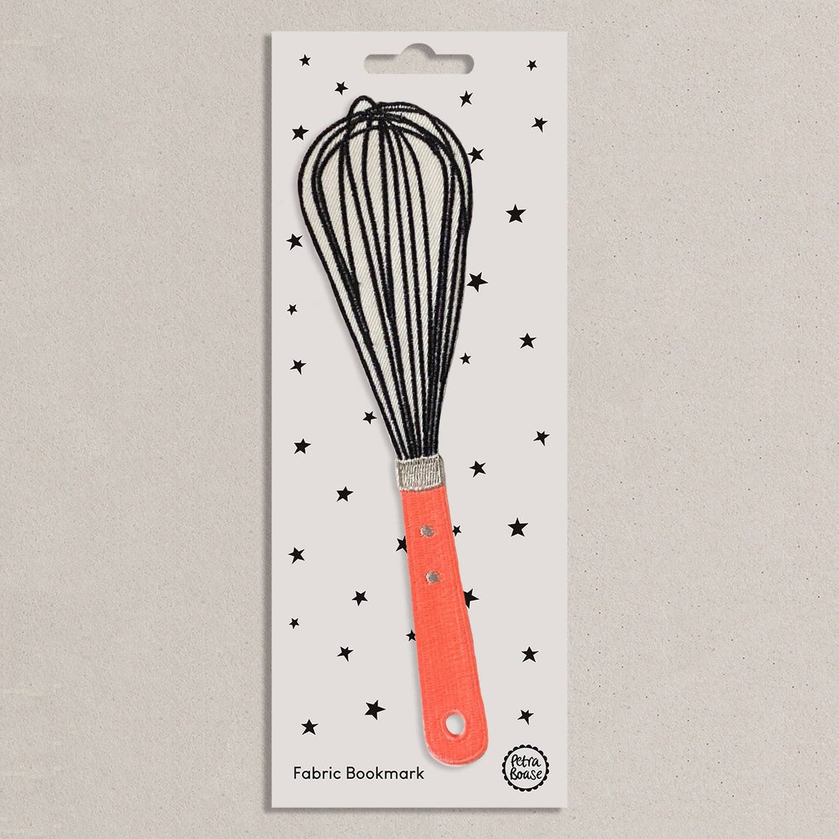 Embroidered Fabric Bookmark - Retro Whisk Design