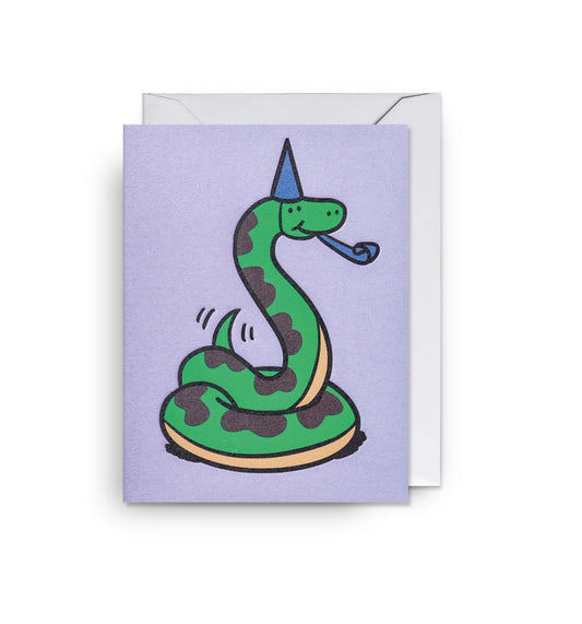 Party Hat Snake Mini Card by Kyle Metcalf