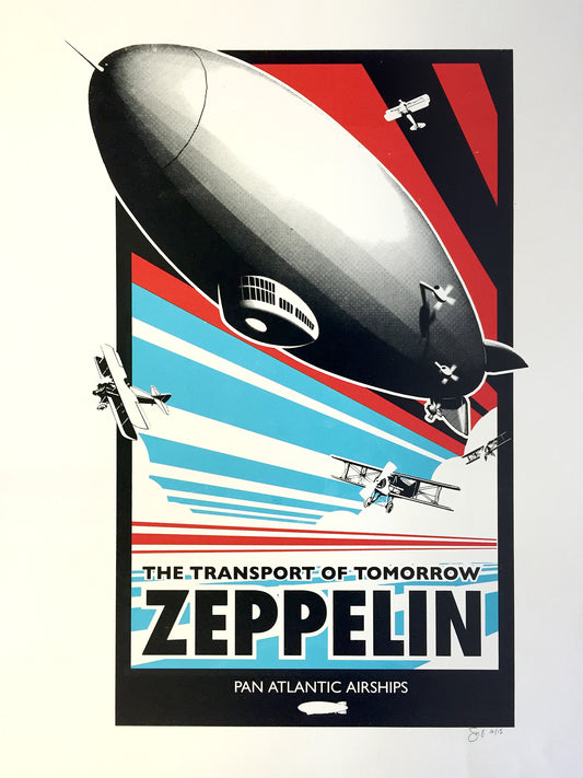 Zeppelin limited edition signed 48cm x 64cm screen print  by The Chunkives