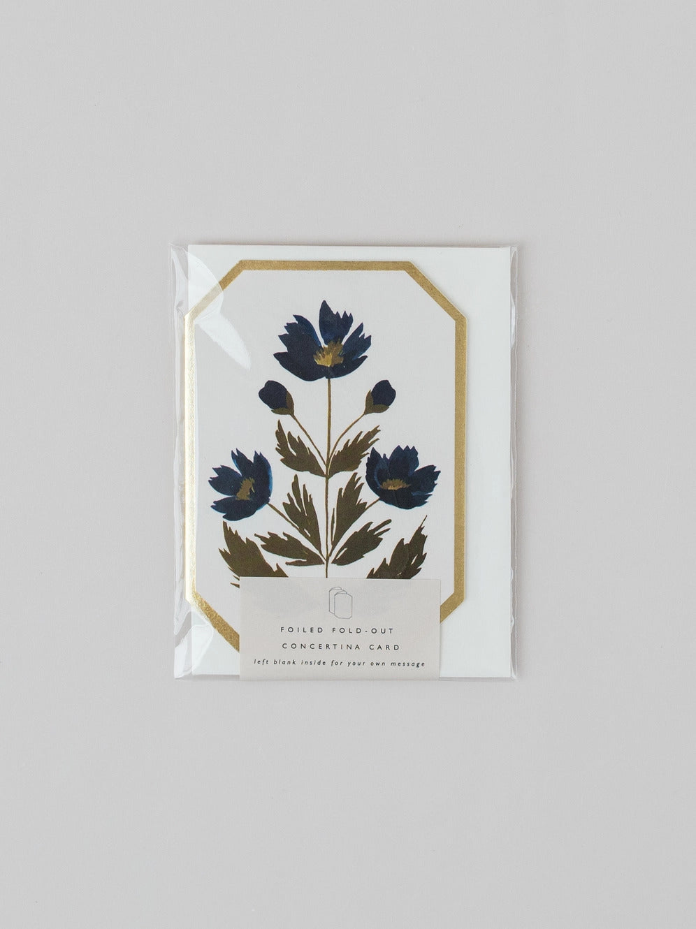 Concertina Botanical Blue Flower Die Cut Mini Card By Katie Housley