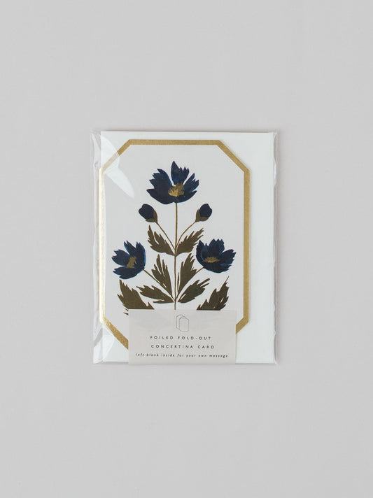 Concertina Botanical Blue Flower Die Cut Mini Card By Katie Housley