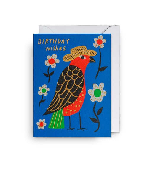 Birthday Wishes Illustrated Bird Mini Card by Maja Sten