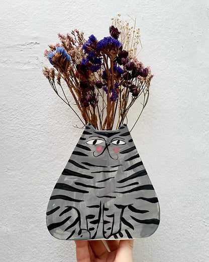 Ceramic Tabby Cat Vase by Anna Soba