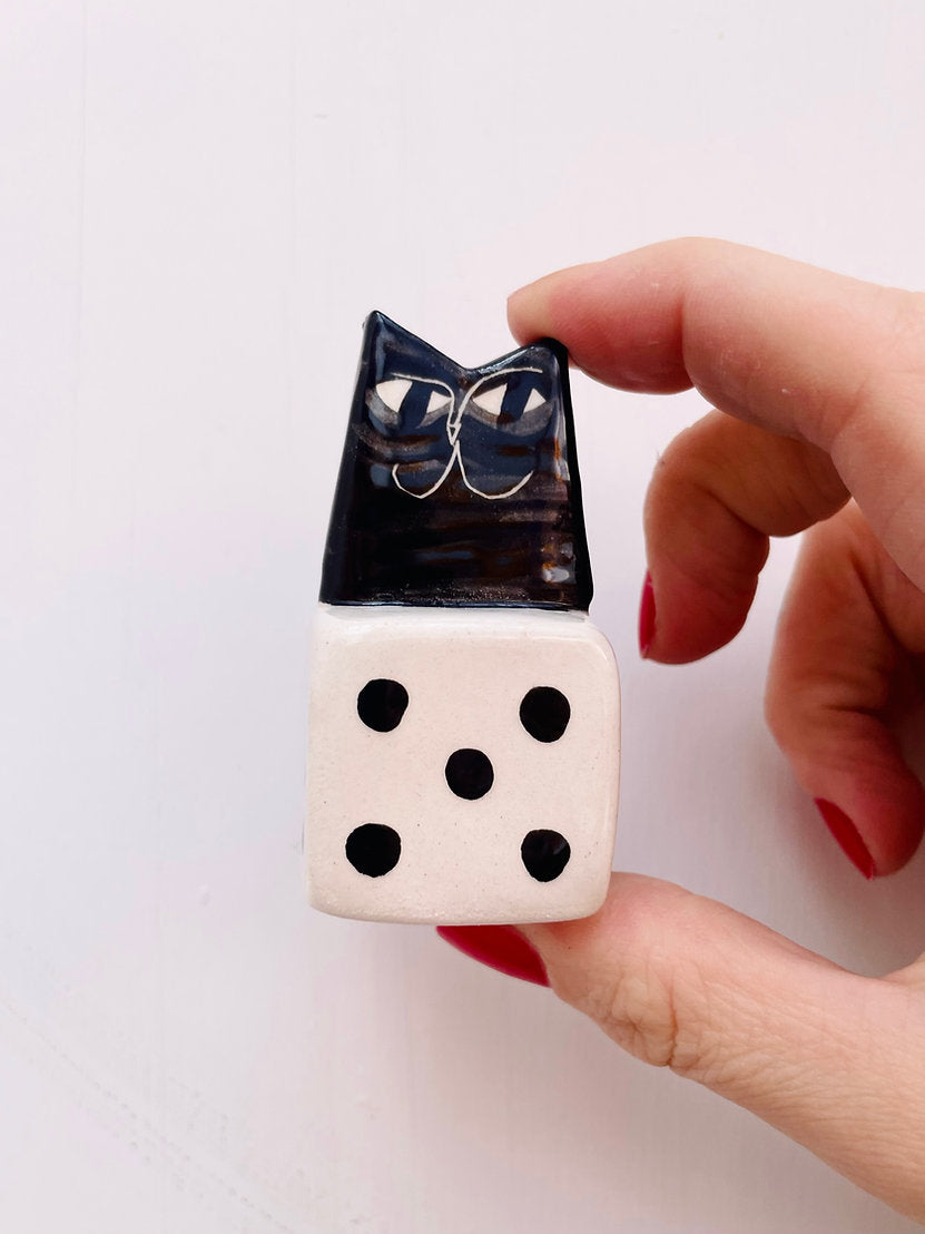 Ceramic Dice With A Cat  By Anna Soba