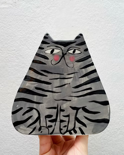 Ceramic Tabby Cat Vase by Anna Soba