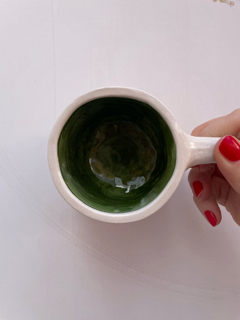 Ceramic illutrated Mug With Tabby Cat And Plants by Anna Soba