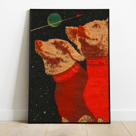 Dogs in Space Vintage Soviet A2 Art Print by INK & SONS