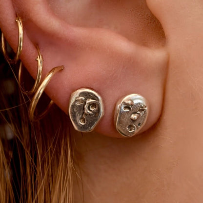 Kit and Kat Studs Silver Earrings by Familiar Faces