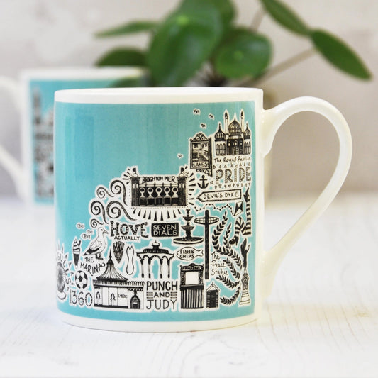 Brighton Coloured Illustrated Mugs by Martha Mitchell