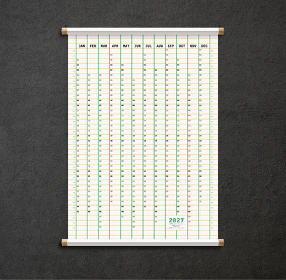 Yearly Wall Planner 2027  By Mat Cuk Design