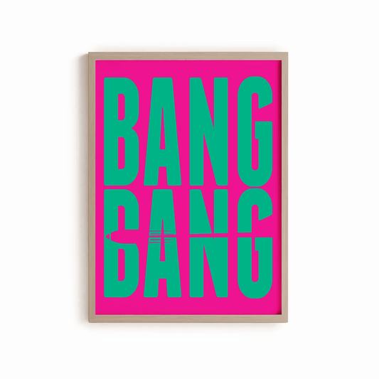 BANG BANG - Pink + Green Print by Floppy Toast