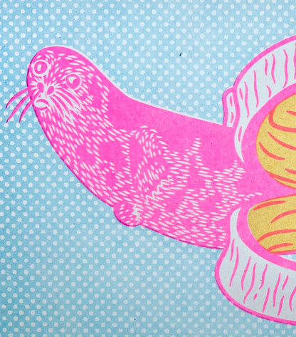 Banana Seal Riso Print by Strangford