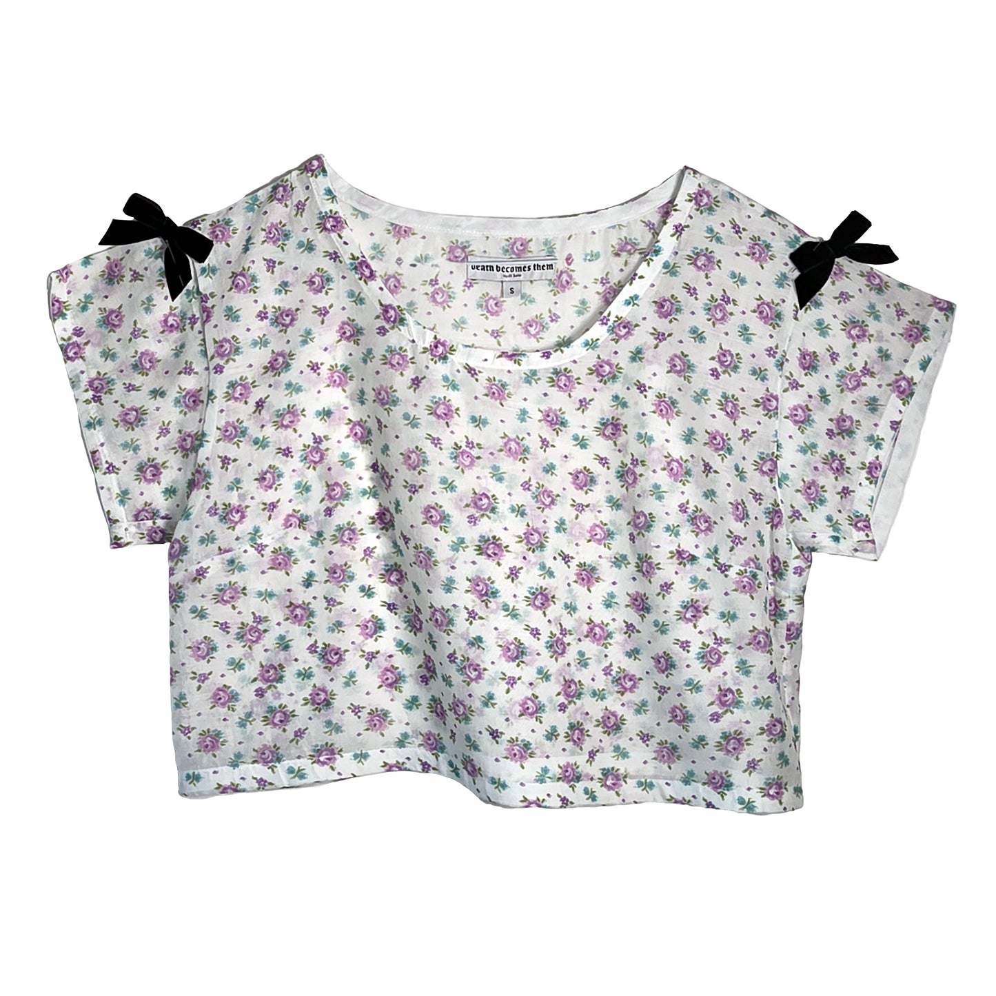 Odd Crop T-shirt in White and Lilac Florals  by Odd Janko