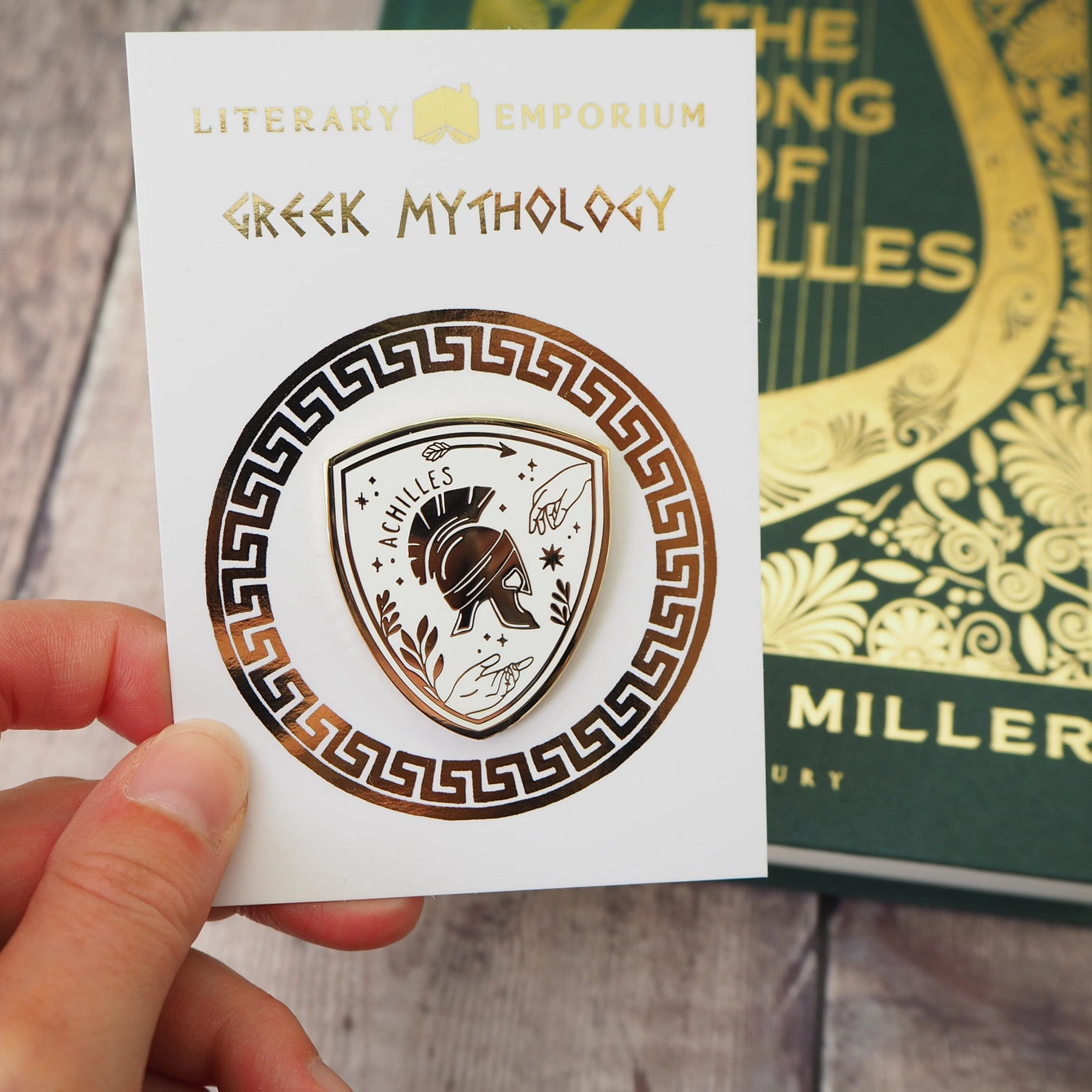 Achilles Enamel Gold Pin Badge by Literary Emporium