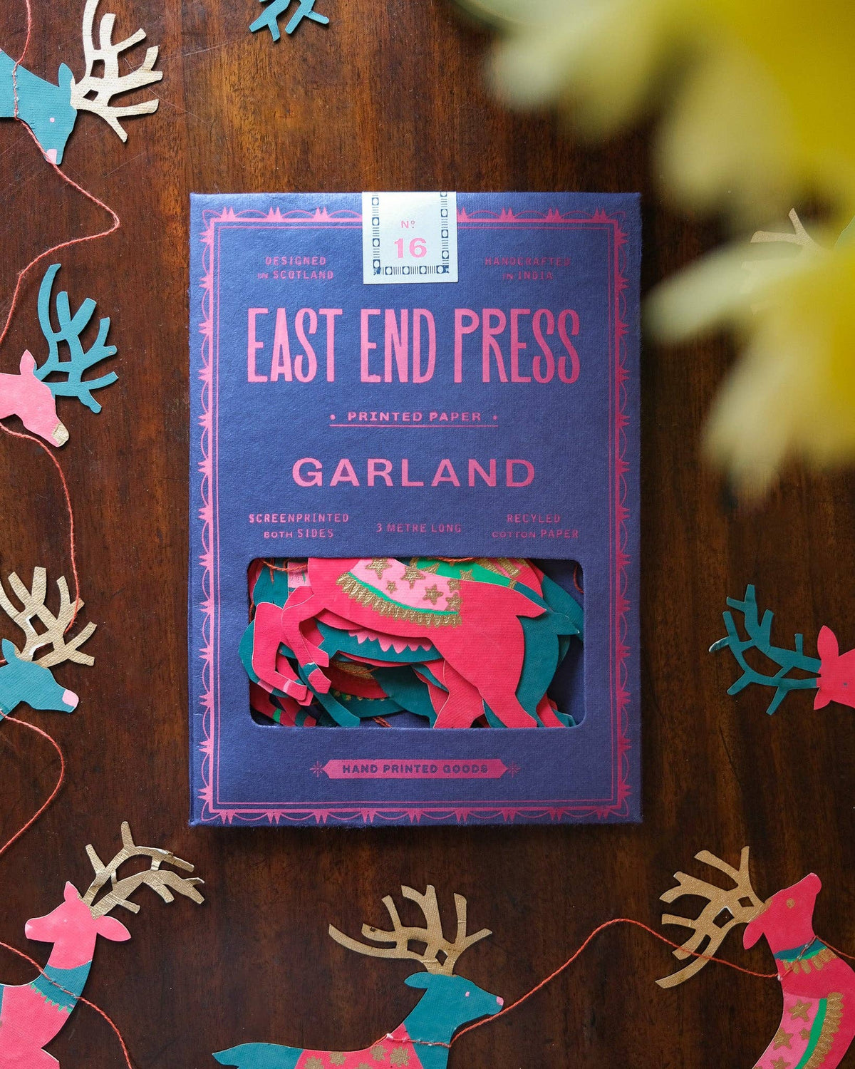 Bright Reindeer Sewn Garland By East End Press