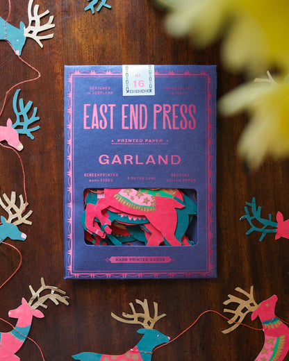 Bright Reindeer Sewn Garland By East End Press
