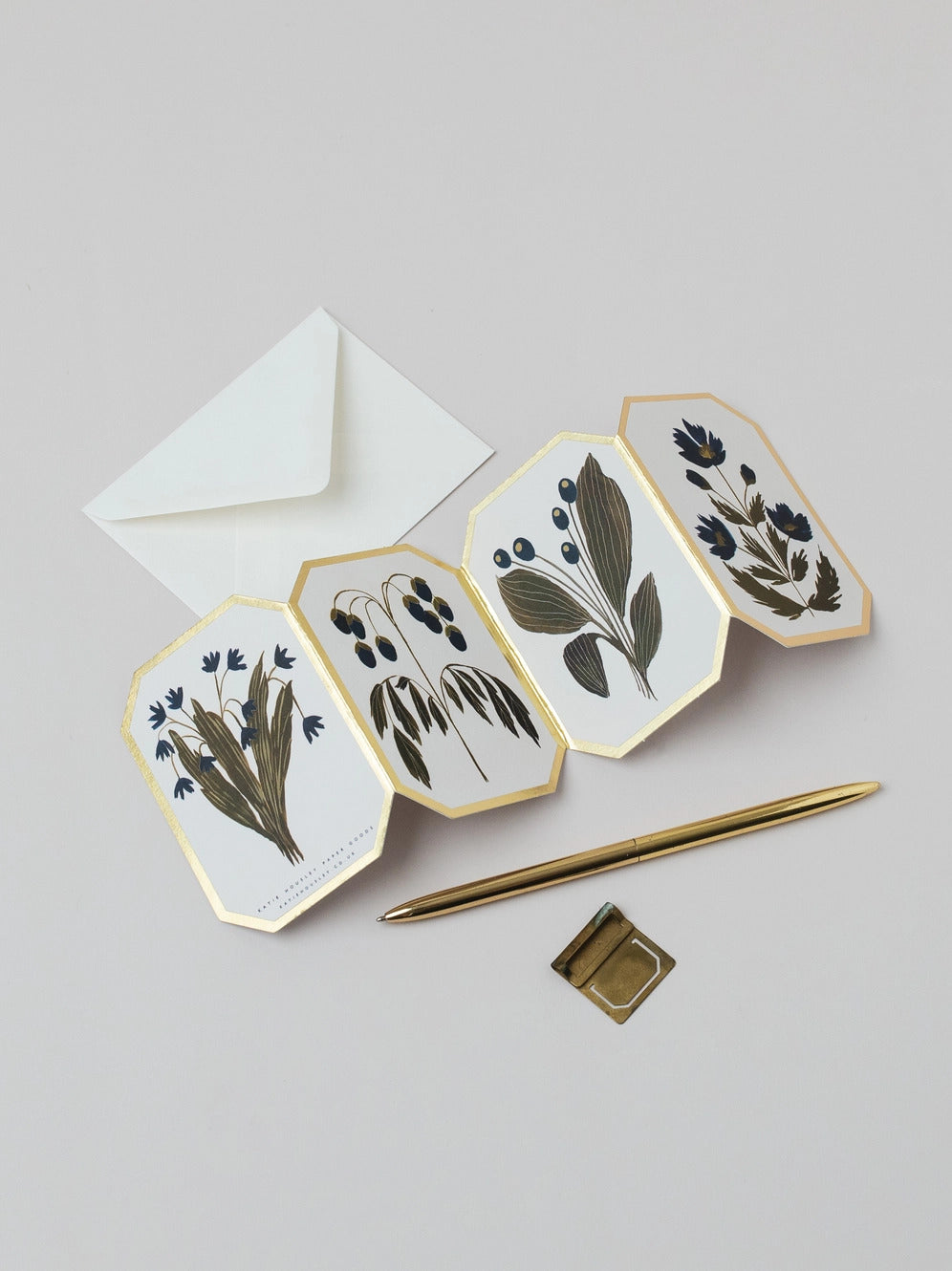 Concertina Botanical Blue Flower Die Cut Mini Card By Katie Housley