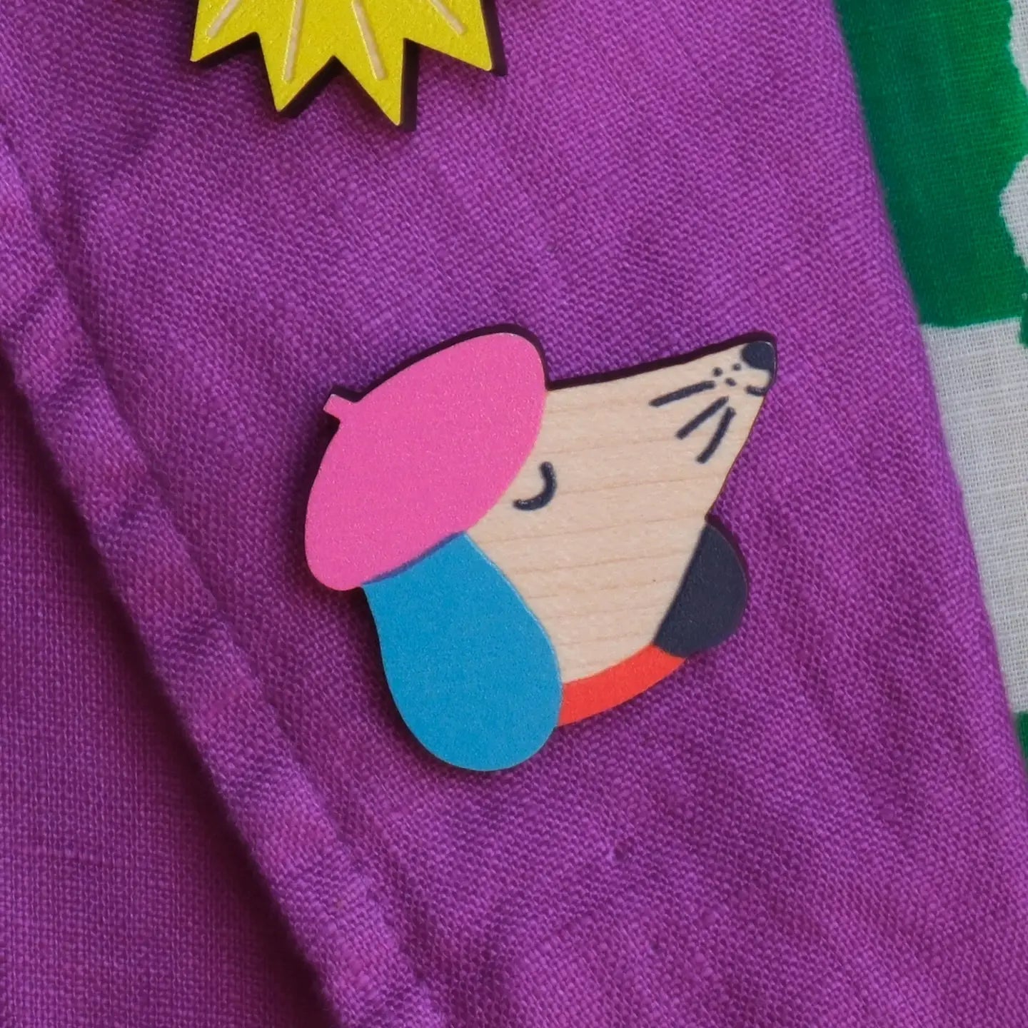 Dog Printed Wooden Pin Badge by The Printed Peanut