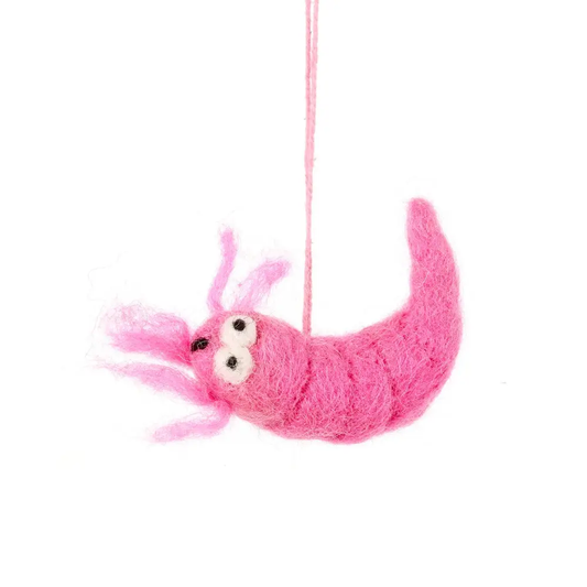 Handmade Felt Pascal Prawn Hanging Biodegradable Decoration by Felt So Good