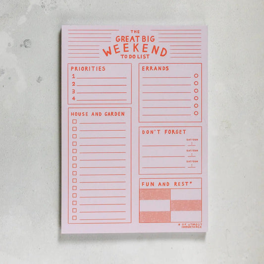 The Great Big Weekend To Do List A5 Pad by Finest imaginary