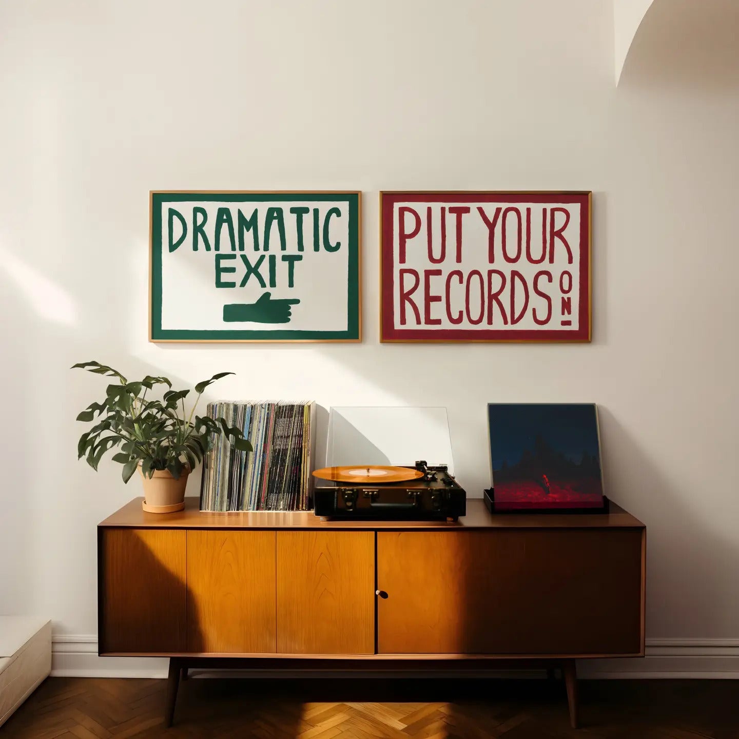 Put Your Records On Retro Hand Painted Print A3 by Lune Design