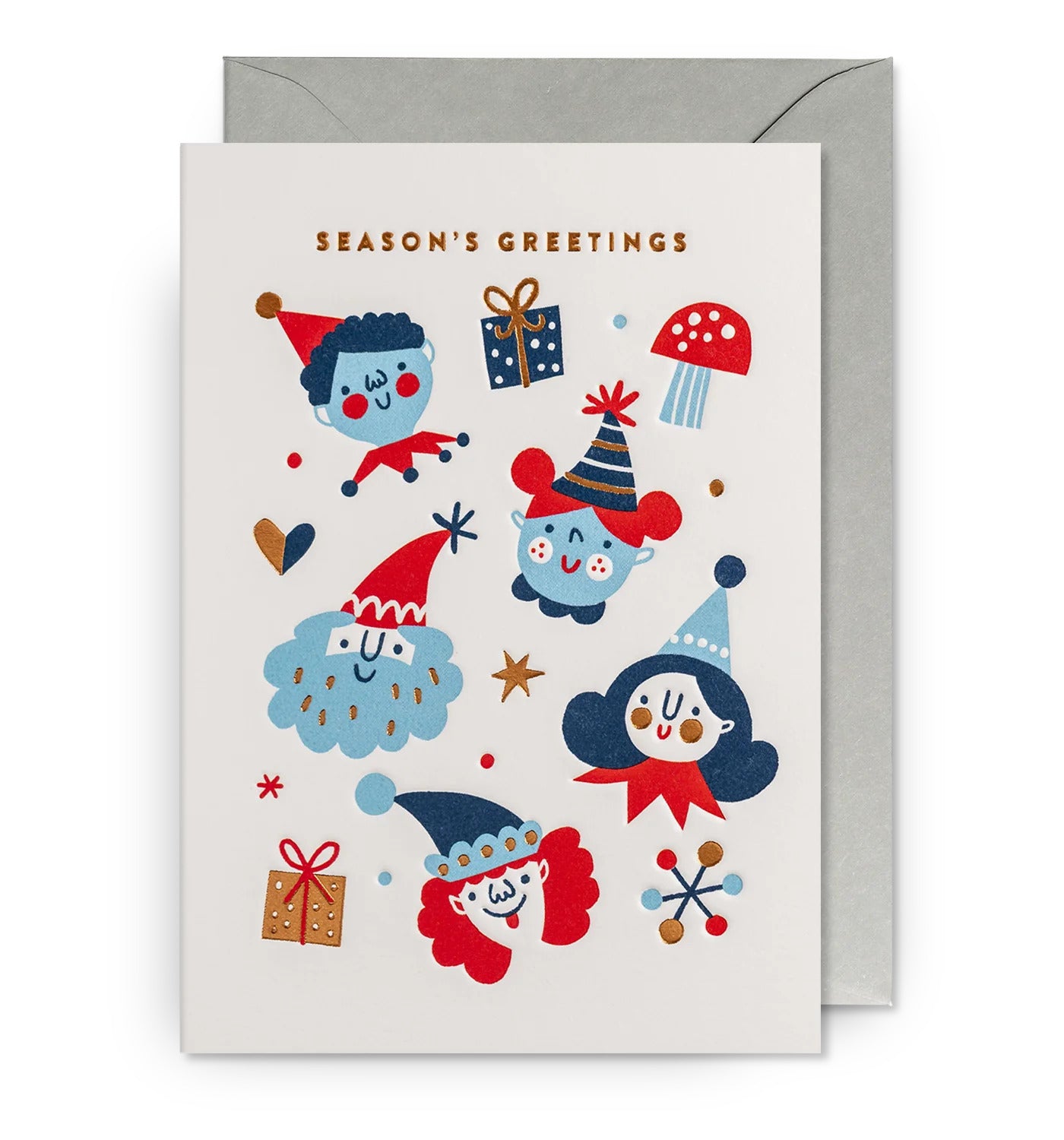 Season's Greetings Illustrative Elves Christmas Card by Lagom