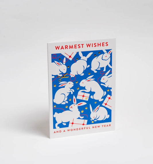 Warmest Wishes Rabbit Christmas Card by Hanna Werning