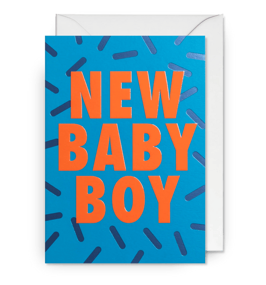 New Baby Boy Confetti Sprinkles Greeting Card by Postco