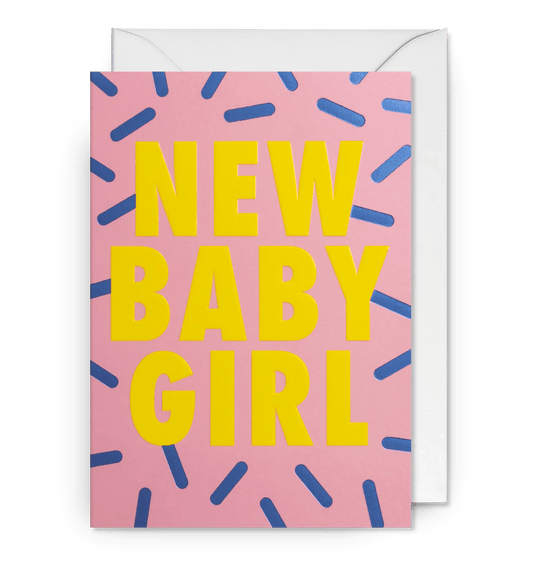 New Baby Girl Confetti Sprinkles Greeting Card by Postco