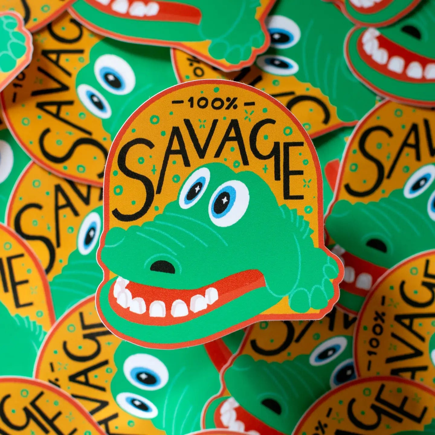 100% Savage Crocodile Large Sticker by Finest imaginary