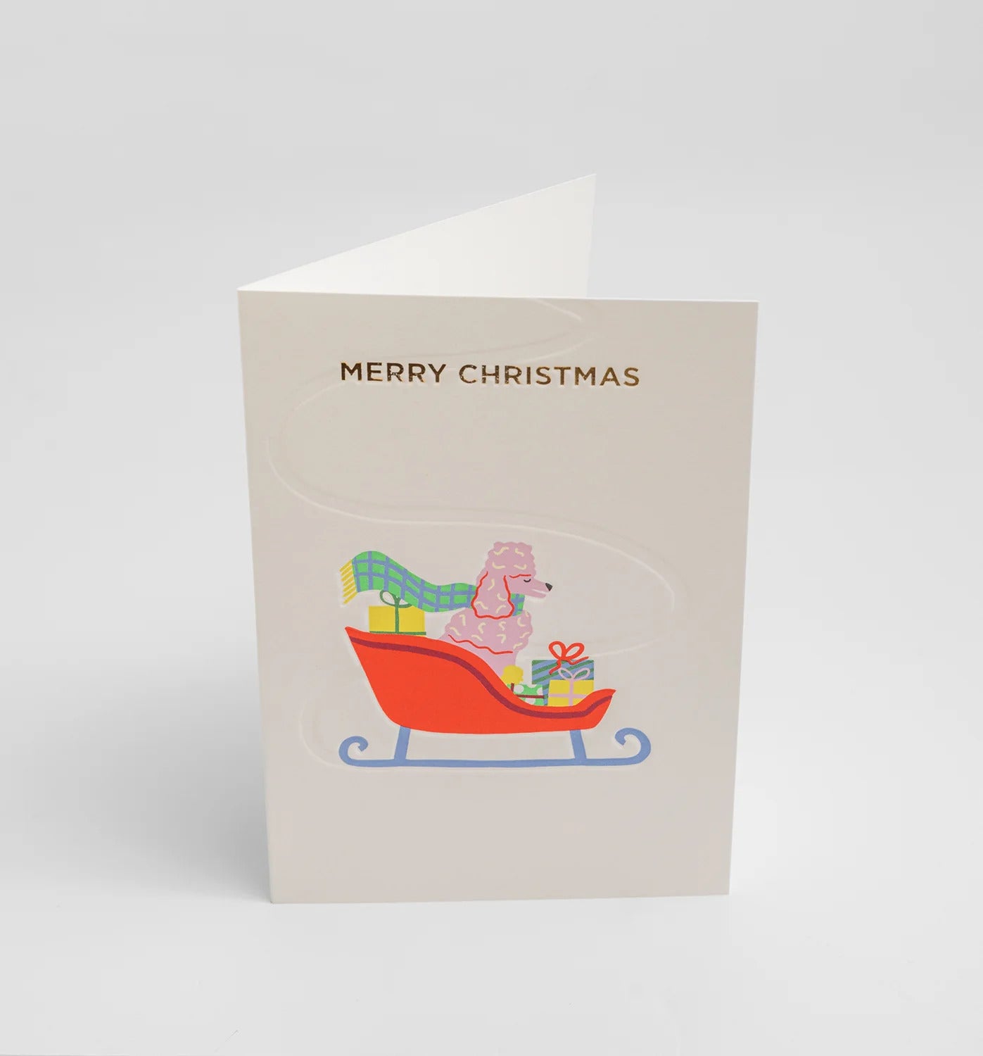 Poodle Sleigh Graphic Christmas Card by Naomi Wilkinson