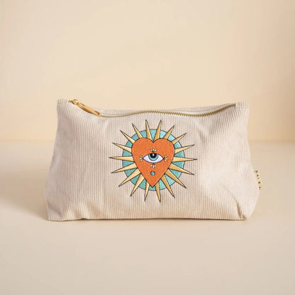 Medium Corduroy Pouch in Stone by CAI & JO