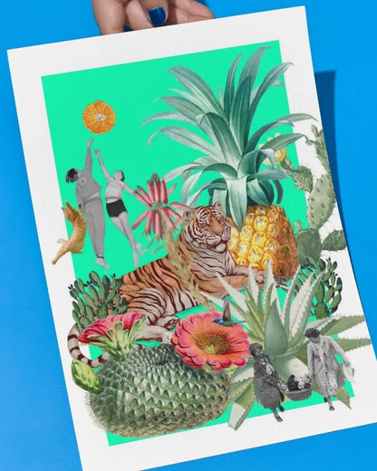 Pineapple Paradise Collage Print By Flamingo Rodeo