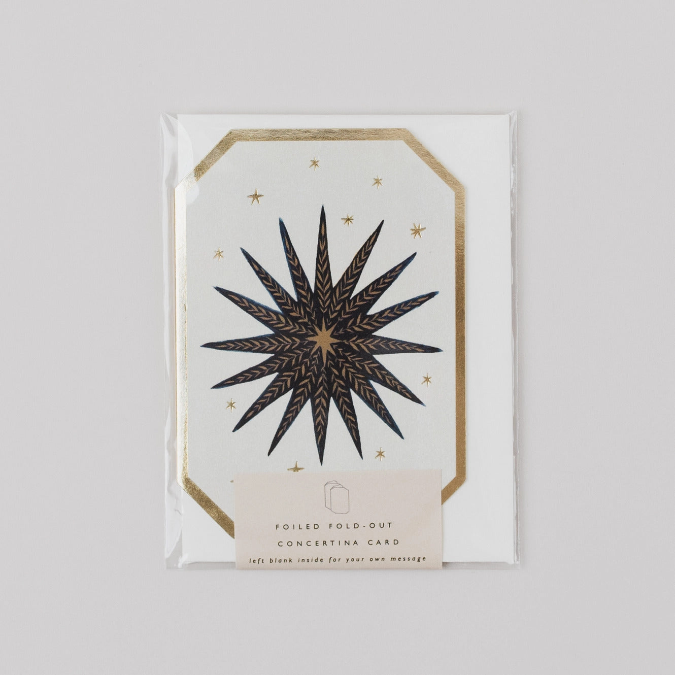 Celestial Concertina Christmas Star Moon Die Cut Mini Card By Katie Housley