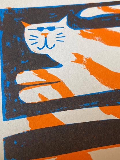 Cool Cat Riso Print By Maxy Machen