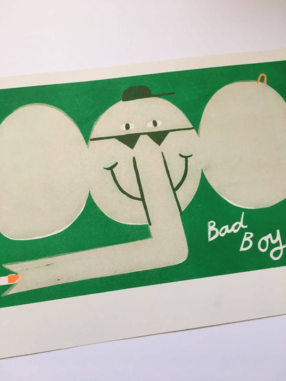 Bad Boy Smoking Elephant Riso Print By Maxy Machen