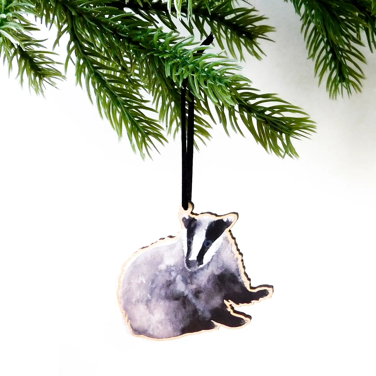 Sylvan Badger Wooden Hanging Decoration by Also the Bison