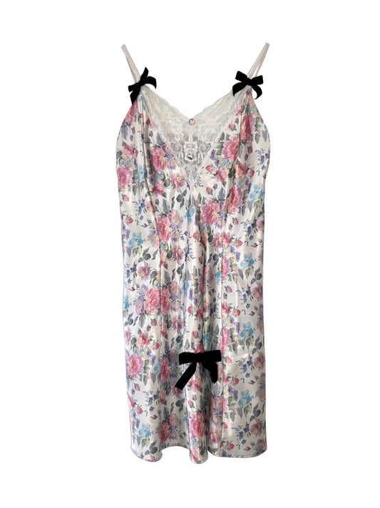 Blossom Slip Dress with Mini Black Velvet Bow by Odd Janko
