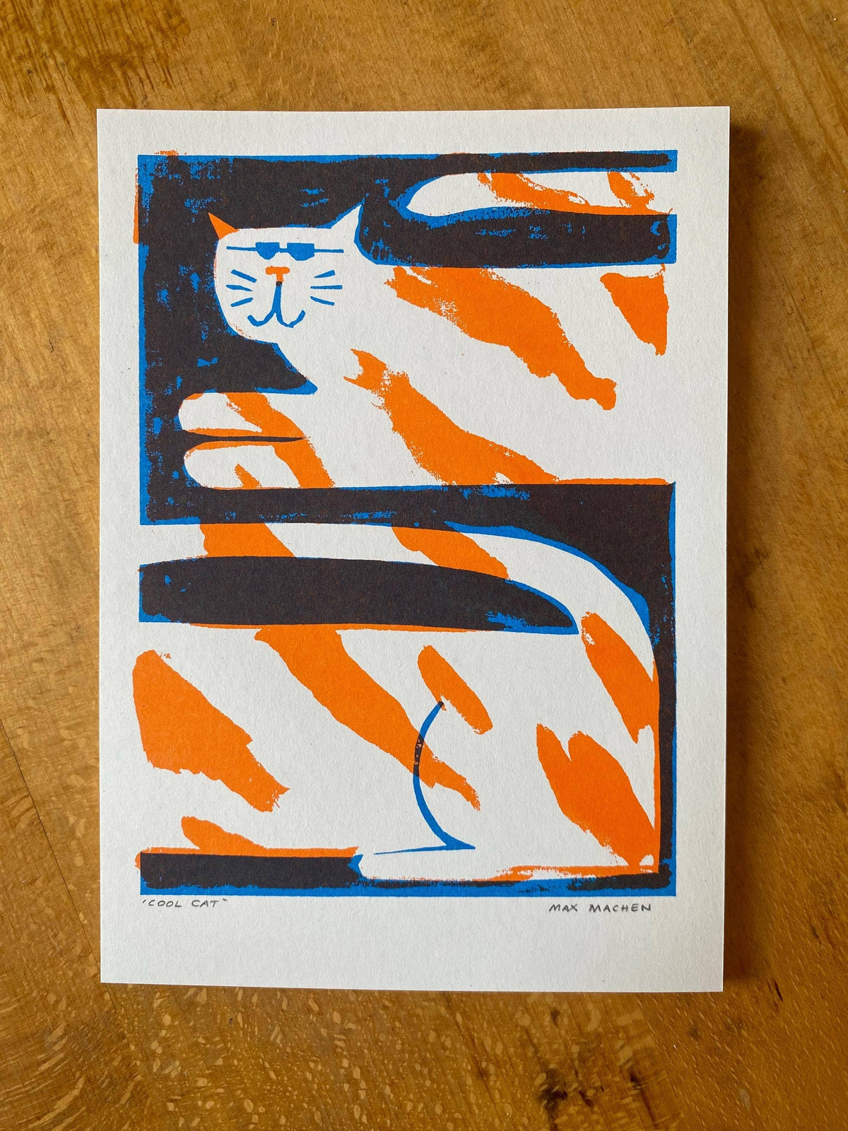 Cool Cat Riso Print By Maxy Machen